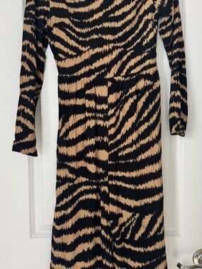 ASOS Black and Tan Zebra Print Long Sleeve Jumpsuit